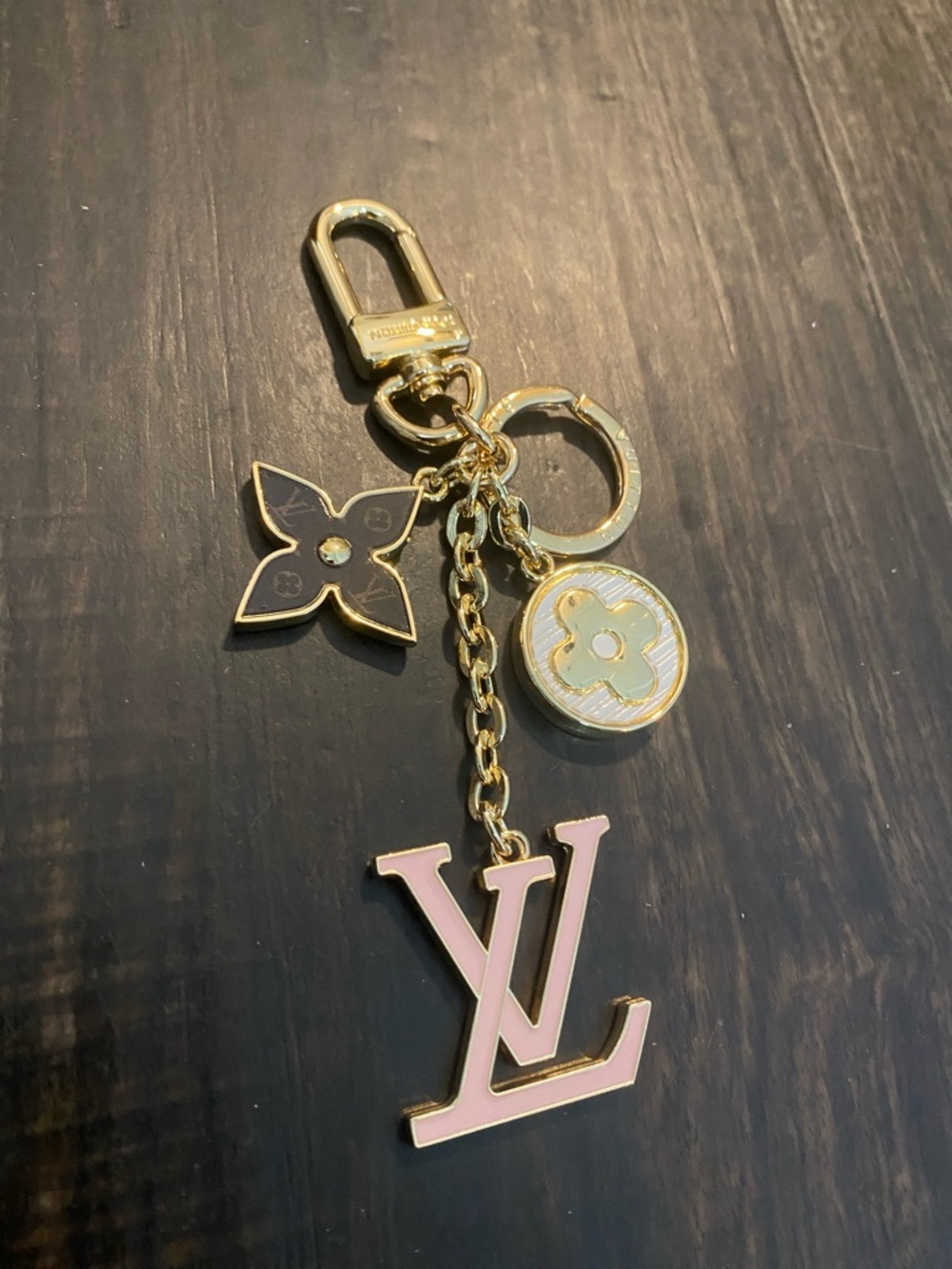 Louis Vuitton Pink & Gold Monogram LV Keychain Bag Charm - Picture 5 of 8